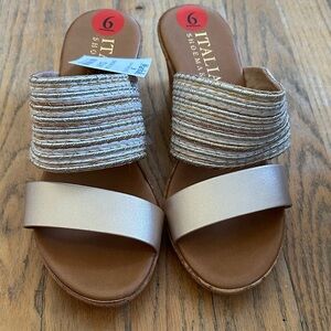 Italina Women's Elegant Gold and Tan Sandals